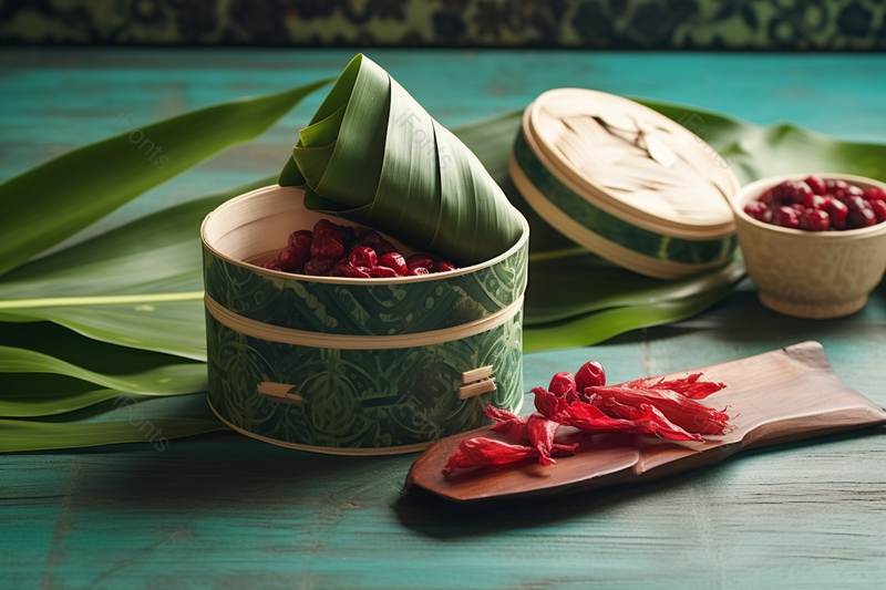 桌子上的粽叶和红枣高清特性摄影图,高清,摄影图,摄影图片,图片大全,摄影图免费下载